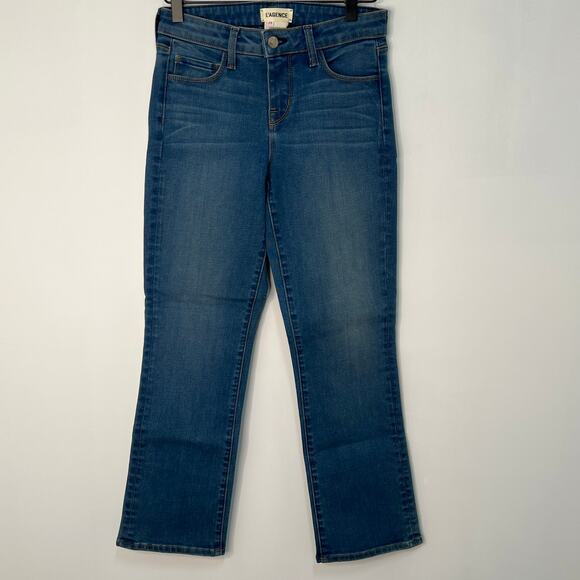 Lagence Womens Size 25 Straight Leg Denim Jeans Blue Medium Wash Zip Stretch - Picture 3 of 8